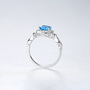 <span class=keywords><strong>Anello</strong></span> in pietra preziosa di fidanzamento con <span class=keywords><strong>topazio</strong></span> CZCITY per donna fedi nuziali classiche con gemme <span class=keywords><strong>blu</strong></span> cielo quadrate - Product Image 6