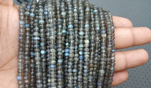 Cuentas de piedra Natural de labradorita, abalorios de forma redonda de 12 pulgadas de largo, con Flash azul, para fabricación de joyas DIY - Product Image 3