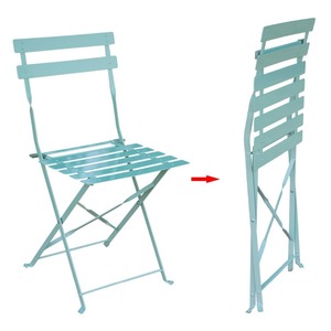 Slatted 3 Piece आउटडोर Patio फर्नीचर सेट बिस्ट्रो सेट स्टील सुरक्षित ताला के साथ तह मेज और कुर्सी सेट - Product Image 2