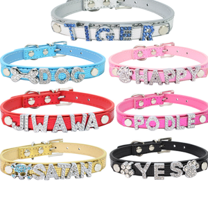 Nieuwe Ontwerp Duurzaam Verstelbare DIY Brief Lederen <span class=keywords><strong>Spiked</strong></span> Halsband voor Hond Lood - Product Image 4