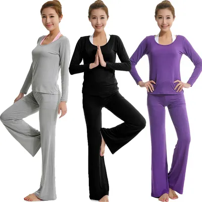 Eco Tekstil Yoga Memakai Bambu Organik Cotton Spandex Yoga Pakaian Bernapas Gym Cocok