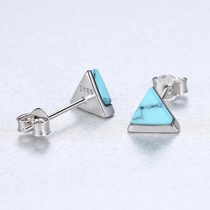 CZCITY <span class=keywords><strong>Orecchini</strong></span> a Perno in <span class=keywords><strong>Argento</strong></span> Sterling 925, Design Triangolare alla Moda, Vintage Minimalista con Turchese per Donne - Product Image 6