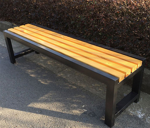 <span class=keywords><strong>Banc</strong></span> long d'extérieur en bois composite WPC récupéré, <span class=keywords><strong>3</strong></span> <span class=keywords><strong>places</strong></span>, lattes en plastique imitation bois, fer forgé, cour - Product Image 5
