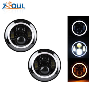 Ronda 7 "LED faro negro con alta baja haz 7 faro con Halo blanco para 97-15 <span class=keywords><strong>Jeep</strong></span> wrangler Harley grand <span class=keywords><strong>cherokee</strong></span> - Product Image 5