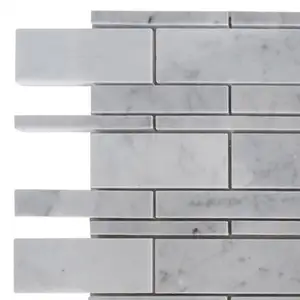 KB Stone Carrara Marble Italian White 12x12 Brick Mosaic Wall Tile