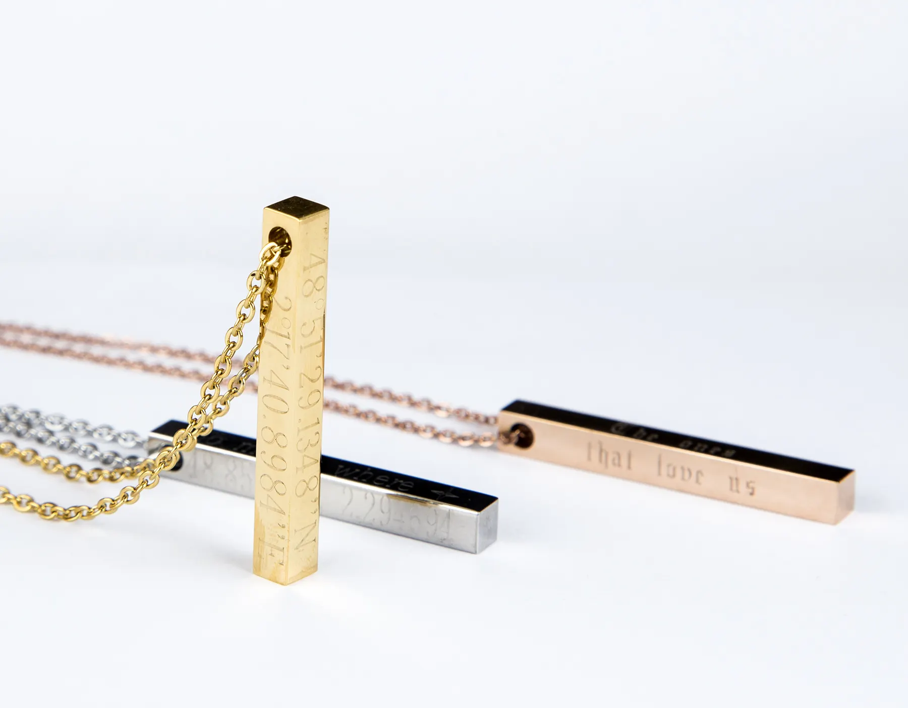 Inspire jewelry-collar de barra con coordinada de regalo, joyería personalizada, GPS, longitud de Latitud coordinada, logotipo de nombre personalizado