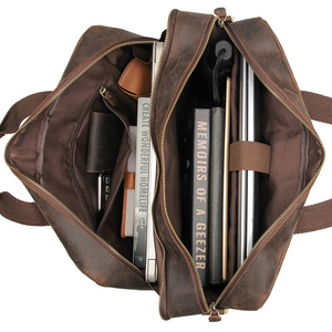 Porte-documents vintage en <span class=keywords><strong>cuir</strong></span> de vache Crazy Horse pour hommes, sacoche pour <span class=keywords><strong>ordinateur</strong></span> portable de <span class=keywords><strong>17</strong></span> <span class=keywords><strong>pouces</strong></span>, <span class=keywords><strong>sac</strong></span> de voyage d'affaires pour hommes - Product Image 5