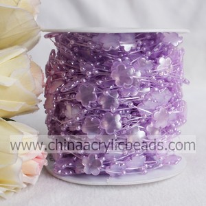 Flowers artificial imitation with cable chain flower garland with branch spary beads craft decoration - Product Image 2