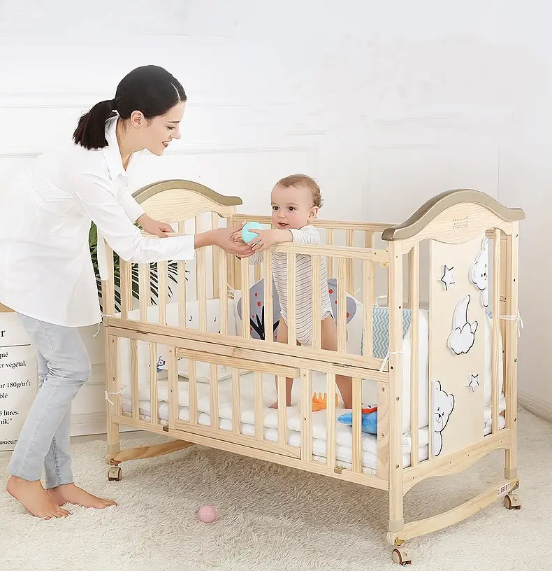 Cuna de bebé suave y sólida, Columpio de madera, proveedor de cuna de bebé, diseños de cuna de madera