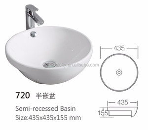 High Quality <strong>Wash</strong> <strong>Basin</strong> Designs <strong>Parryware</strong> Round Deep Sink Semi Recessed Lavatory for Hotel - Product Image 5