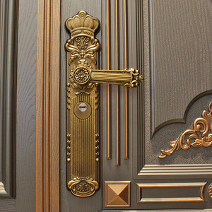 <span class=keywords><strong>Aluminium</strong></span>-Legierung Villa Haupttor Eingangstür Doppelflügel Sicherheitstür Traditionelles Design Fertiggestellt Kugelsicher - Product Image 5