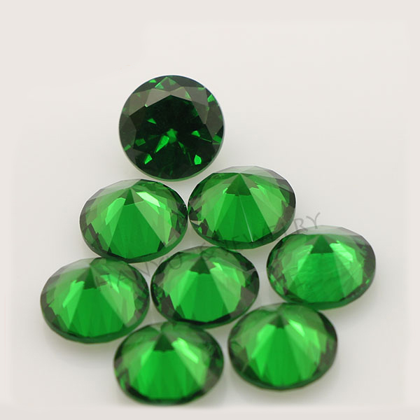 Emerald 8.0 mét tròn màu xanh lá cây hạt pha lê cz đá cắt đá quý rộng màu xanh ngọc cz rực rỡ