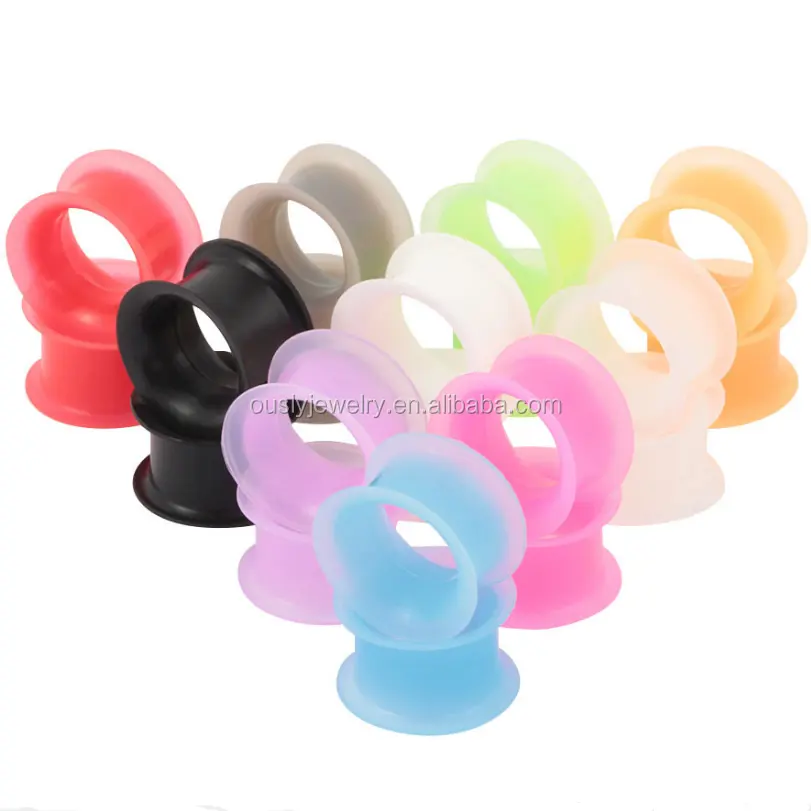 Silicone Hot Red Ear Plugs Double Flare Silicon Flesh Tunnel Piercing