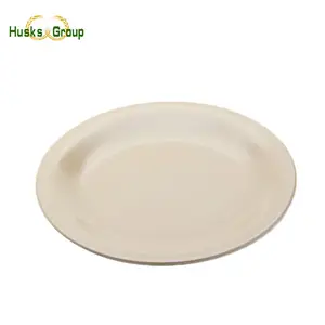 Eco Friendly Rice Husk Fiber Dinner Plates Disposable Fiber Plate