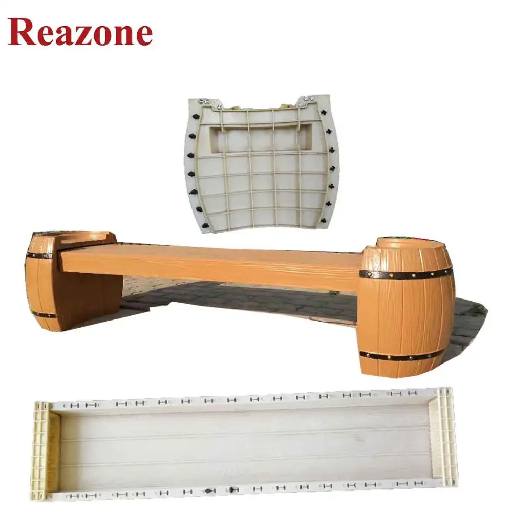 Reazone Garden set Molds decorative precast concrete cement wood bench plastic moulds for outdoor garden and yard