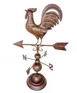 Weathervane de jardín de gallo de metal de cobre