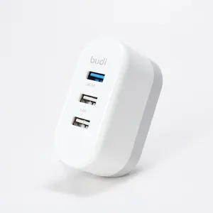 新产品 budi qualcomm quick charge 3.0 旅行适配器 3 usb 墙充电器，适用于带英国插头的手机设备