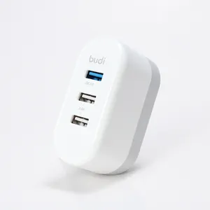 New product budi qualcomm quick charge 3.0 travel adapter 3 usb wall charger for phone devices with UK plug