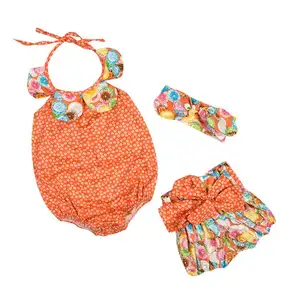 New Born Baby Gift Set Floral Bay Romper And Ruffle Shorts Baby Clothes Set