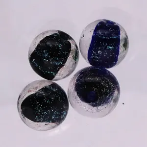 12ミリメートルSmall Hole Round Universe Star Dichroic Glass Lampwork BeadsためJewelry Making