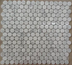 이탈리아 흰색 대리석 페니 라운드 새로운 디자인 돌 모자이크 바닥 타일 모자이크 인테리어 벽 타일