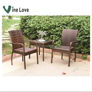 High Quality Hot Sale Classic Rattan Black Chairs and Tea Table Coffee Set Outdoor Indoor Garden Furniture