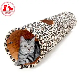 1.25M 2 fori stampa leopardo gatto Tunnel Super lungo pieghevole forma intercambiabile peluche gatti tenda giocattolo peloso sicuro inodore forniture per animali domestici