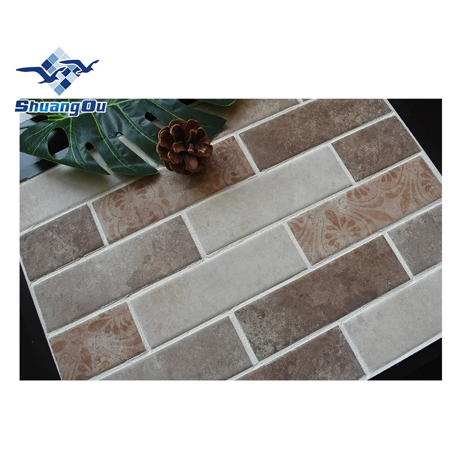 Precio de fábrica Beige Vintage de ladrillos de cemento Diseño x 45x145mm terminado baño café pared cocina Backsplash de cerámica de azulejos de Metro