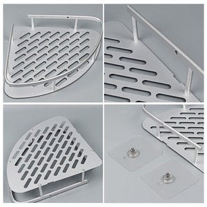 Support d'angle de salle de bain en <span class=keywords><strong>aluminium</strong></span> à deux niveaux Offre Spéciale étagères pour le rangement de la <span class=keywords><strong>cuisine</strong></span> Caddy de douche au fini brossé - Product Image 5