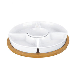 Partito spuntino bianco che serve <span class=keywords><strong>piatti</strong></span> bianco oliva vano piatto di ceramica con 5 - Product Image 1