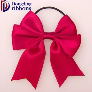 Ribbon Bows China with Elastic Loop, Gift Satin Export Pre Made Red Double Face RIBBONS 100% Polyester Solid Color 2" Support