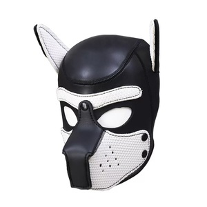 Moda imbottito in lattice di gomma gioco di ruolo maschera per cani cucciolo Cosplay testa piena con orecchie 4 colori - Product Image 4