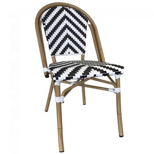 Color de bambú diseñador francés apilable de mimbre al aire libre <span class=keywords><strong>silla</strong></span> en negro <span class=keywords><strong>gris</strong></span> negro - Product Image 4