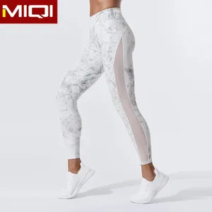 Wholesale sports leggings fitness women mesh high waist sublimation printed leggings custom design