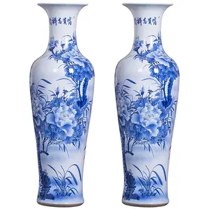 2021 blue and white traditional large floor vase chinese ceramic big vases