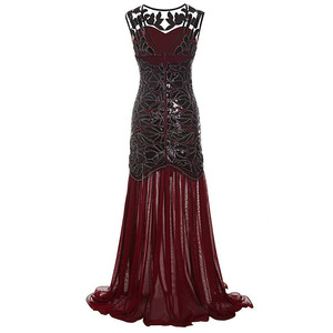 Great Gatsby sineklik kadın 1920s Vintage Inspired pullu Maxi akşam balo elbise - Product Image 5