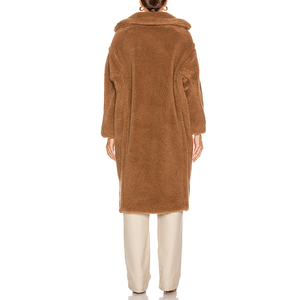 2020 nuovo Arrivo Elegante <span class=keywords><strong>Cammello</strong></span> di Inverno di Peluche della Pelliccia Del Faux Del Risvolto Del Collare <span class=keywords><strong>Lungo</strong></span> <span class=keywords><strong>Cappotto</strong></span> Delle Donne - Product Image 4