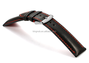 18mm à 22mm Noir wtih Rouge Fil Pleine fleur Peau de Veau Sangle Modifiable Bande de <span class=keywords><strong>Montre</strong></span> En Cuir - Product Image 3