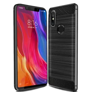 Karbon fiber kılıf Xiaomi Mi 8 SE özel Wiredrawing telefon kabuk kapak koruyucu cep telefonu kılıfı için