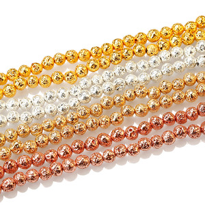 Perles <span class=keywords><strong>de</strong></span> pierre naturelle <span class=keywords><strong>de</strong></span> lave plaquées or rose argenté, perles <span class=keywords><strong>de</strong></span> roche <span class=keywords><strong>de</strong></span> lave d'aromathérapie <span class=keywords><strong>de</strong></span> diffuseur d'huile essentielle - Product Image 1