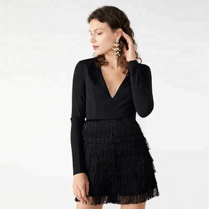 Mujeres de moda de Primavera de la <span class=keywords><strong>ropa</strong></span> de los diseños de moda Sexy escote manga larga vestidos <span class=keywords><strong>Online</strong></span> - Product Image 2
