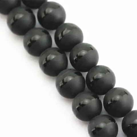 Natuurlijke Matte Black Onyx Met Glanzende Streep Edelsteen Losse Kralen