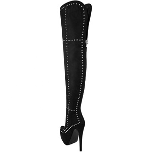 Botas hasta la rodilla hasta el muslo de cuero Sexy con plataforma tachonada para mujer Botas largas con remaches elásticos Punk - Product Image 3
