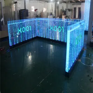 Customized Cafe Bar Dancing Water Feature Design LED Counter Table com Customer Logo Bubble Wall Water Panel LED Light Outdoor