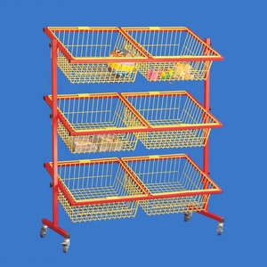 Kệ Kim Loại Di Động Siêu Thị Giá Đỡ Giỏ Dây Thép Khuyến Mãi Pop Kệ Trưng Bày Bán Lẻ - Product Image 1