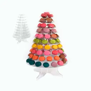 Suporte de exibição 10 tier macaron torre, plástico transparente com base de acrílico