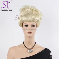 ST Guangzhou fabrika ucuz peruk toptan altın kıvırcık fiber peruk kadın manken ekran peruk sentetik saç