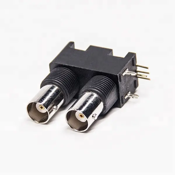 Dual Dubbele Zwart Wit 50ohm 75ohm Haakse 90 Graden Pcb Mount Vrouwelijke Jack Bnc Connector