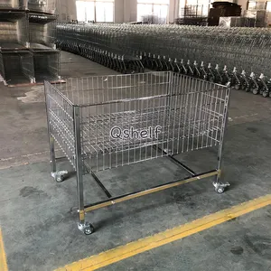 Heavy duty chrome wire mesh promotion table for supermarket