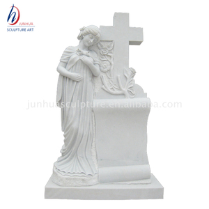 Lápida de Mármol Blanco <span class=keywords><strong>con</strong></span> Cruz y <span class=keywords><strong>Flores</strong></span> para <span class=keywords><strong>Cementerio</strong></span> - Product Image 6